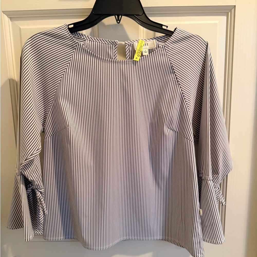 Striped Women's Top - Grey and White